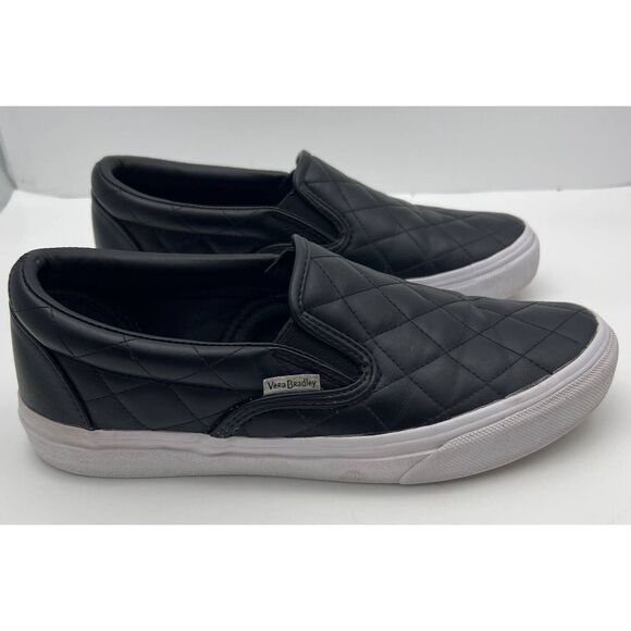 Vera Bradley Black Quilted Slip On Sneaker‎ Comfort shoes womens size 7.5 - Picture 4 of 11